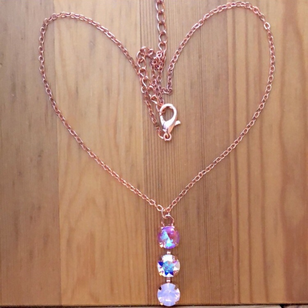 Violet, AB, + Pink Opal Drop Necklace - Picture 8 of 8